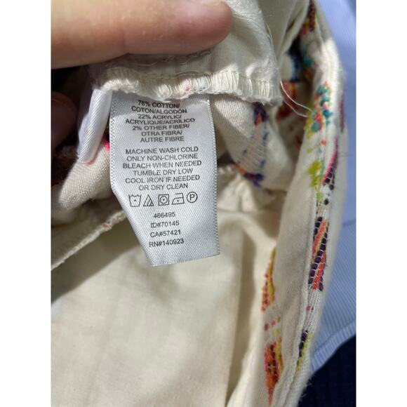 Loft Shorts Size 8 Cream Embroidered High Rise Preppy Country Club Boho - Picture 6 of 6